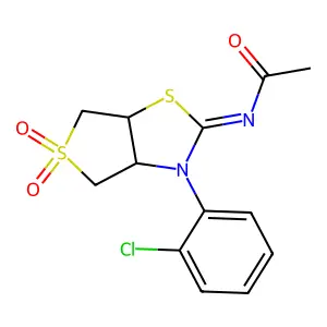 (Z)-N-(3-(2-chlorophenyl)-5,5-dioxidotetrahydrothieno[3,4-d]thiazol-2(3H)-ylidene)acetamide structure