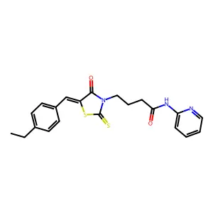4-[5-(4-ethylbenzylidene)-4-oxo-2-thioxo-1,3-thiazolidin-3-yl]-N-2-pyridinylbutanamide structure