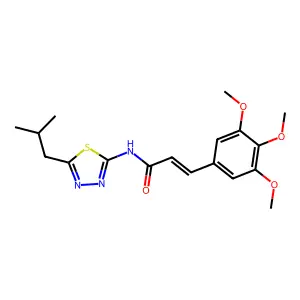 (2E)-N-[5-(2-methylpropyl)-1,3,4-thiadiazol-2-yl]-3-(3,4,5-trimethoxyphenyl)prop-2-enamide structure