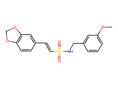 2-(1,3-benzodioxol-5-yl)-N-[(3-methoxyphenyl)methyl]ethenesulfonamide structure