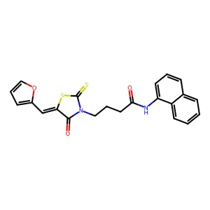 (E)-4-(5-(furan-2-ylmethylene)-4-oxo-2-thioxothiazolidin-3-yl)-N-(naphthalen-1-yl)butanamide structure