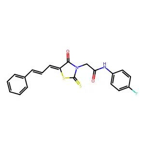 N-(4-FLUOROPHENYL)-2-[(5E)-4-OXO-5-[(2E)-3-PHENYLPROP-2-EN-1-YLIDENE]-2-SULFANYLIDENE-1,3-THIAZOLIDIN-3-YL]ACETAMIDE structure