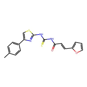 (E)-3-(furan-2-yl)-N-[[4-(4-methylphenyl)-1,3-thiazol-2-yl]carbamothioyl]prop-2-enamide structure