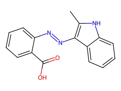 (Z)-2-(2-(2-methyl-3H-indol-3-ylidene)hydrazinyl)benzoic acid structure