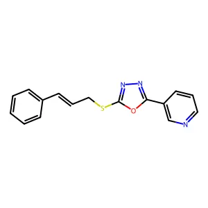 3-[5-(3-Phenyl-allylsulfanyl)-[1,3,4]oxadiazol-2-yl]-pyridine structure