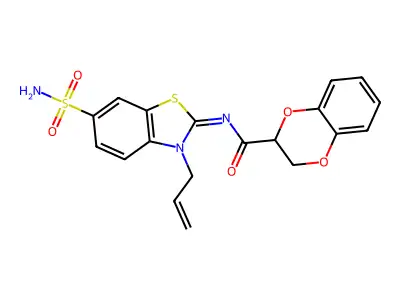 (Z)-N-(3-allyl-6-sulfamoylbenzo[d]thiazol-2(3H)-ylidene)-2,3-dihydrobenzo[b][1,4]dioxine-2-carboxamide structure
