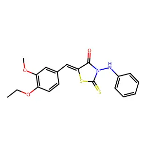 (5Z)-5-(4-ethoxy-3-methoxybenzylidene)-3-(phenylamino)-2-thioxo-1,3-thiazolidin-4-one structure