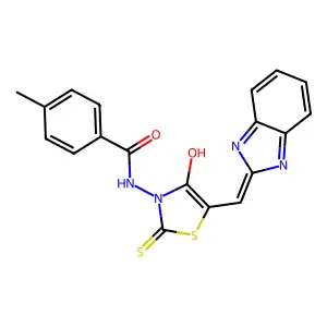 (Z)-N-(5-((1H-benzo[d]imidazol-2-yl)methylene)-4-oxo-2-thioxothiazolidin-3-yl)-4-methylbenzamide structure
