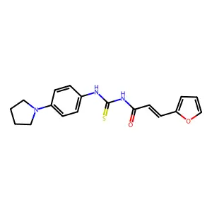 (E)-3-(furan-2-yl)-N-[(4-pyrrolidin-1-ylphenyl)carbamothioyl]prop-2-enamide structure