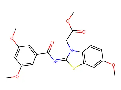 Methyl 2-[2-(3,5-dimethoxybenzoyl)imino-6-methoxy-1,3-benzothiazol-3-yl]acetate structure