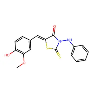 5-(4-Hydroxy-3-methoxy-benzylidene)-3-phenylamino-2-thioxo-thiazolidin-4-one structure