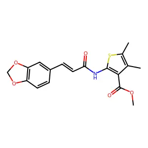 methyl 2-{[3-(1,3-benzodioxol-5-yl)acryloyl]amino}-4,5-dimethyl-3-thiophenecarboxylate structure