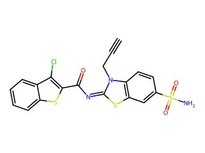 (Z)-3-chloro-N-(3-(prop-2-yn-1-yl)-6-sulfamoylbenzo[d]thiazol-2(3H)-ylidene)benzo[b]thiophene-2-carboxamide structure
