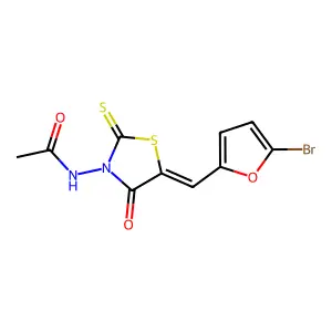 (E)-N-(5-((5-bromofuran-2-yl)methylene)-4-oxo-2-thioxothiazolidin-3-yl)acetamide structure