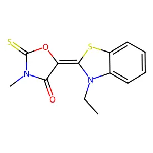 5-(3-ethyl-1,3-benzothiazol-2(3H)-ylidene)-3-methyl-2-thioxo-1,3-oxazolidin-4-one structure