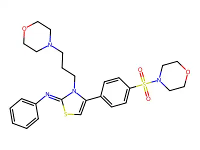 [4-[4-(Morpholine-4-sulfonyl)-phenyl]-3-(3-morpholin-4-yl-propyl)-3H-thiazol-(2Z)-ylidene]-phenyl-amine structure