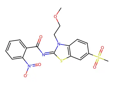 N-[3-(2-methoxyethyl)-6-methylsulfonyl-1,3-benzothiazol-2-ylidene]-2-nitrobenzamide structure