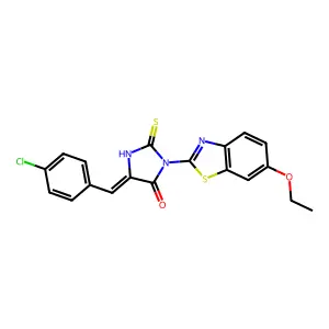 (5Z)-5-[(4-chlorophenyl)methylidene]-3-(6-ethoxy-1,3-benzothiazol-2-yl)-2-sulfanylideneimidazolidin-4-one structure