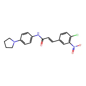 (E)-3-(4-chloro-3-nitrophenyl)-N-(4-pyrrolidin-1-ylphenyl)prop-2-enamide structure