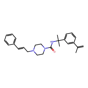 4-[(2E)-3-phenylprop-2-en-1-yl]-N-{2-[3-(prop-1-en-2-yl)phenyl]propan-2-yl}piperazine-1-carboxamide structure