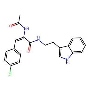 (E)-2-acetamido-3-(4-chlorophenyl)-N-[2-(1H-indol-3-yl)ethyl]prop-2-enamide structure