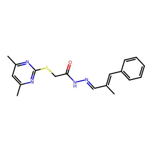 2-((4,6-dimethylpyrimidin-2-yl)thio)-N'-((E)-2-methyl-3-phenylallylidene)acetohydrazide structure
