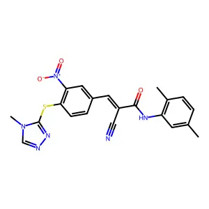 (E)-2-cyano-N-(2,5-dimethylphenyl)-3-[4-[(4-methyl-1,2,4-triazol-3-yl)sulfanyl]-3-nitrophenyl]prop-2-enamide structure