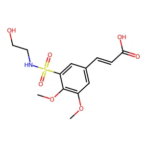 (E)-3-(3-(N-(2-hydroxyethyl)sulfamoyl)-4,5-dimethoxyphenyl)acrylic acid structure