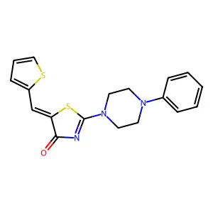 (5E)-2-(4-phenylpiperazin-1-yl)-5-(thiophen-2-ylmethylidene)-1,3-thiazol-4(5H)-one structure