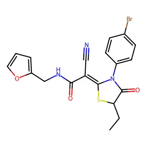 (E)-2-(3-(4-bromophenyl)-5-ethyl-4-oxothiazolidin-2-ylidene)-2-cyano-N-(furan-2-ylmethyl)acetamide structure