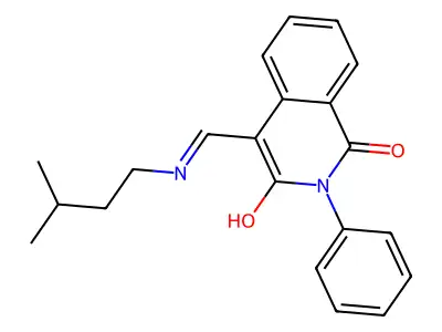(E)-4-((isopentylamino)methylene)-2-phenylisoquinoline-1,3(2H,4H)-dione structure