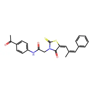 N-(4-ACETYLPHENYL)-2-[(5Z)-5-[(2E)-2-METHYL-3-PHENYLPROP-2-EN-1-YLIDENE]-4-OXO-2-SULFANYLIDENE-1,3-THIAZOLIDIN-3-YL]ACETAMIDE structure