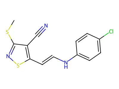 5-[2-(4-Chloroanilino)ethenyl]-3-methylsulfanyl-1,2-thiazole-4-carbonitrile structure