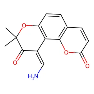 (10Z)-10-(aminomethylidene)-8,8-dimethylpyrano[2,3-f]chromene-2,9-dione structure