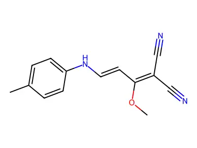 2-{1-Methoxy-3-[(4-methylphenyl)amino]prop-2-en-1-ylidene}propanedinitrile structure