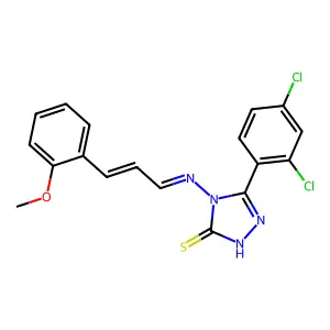 5-(2,4-Dichlorophenyl)-2,4-dihydro-4-[[(2Z)-3-(2-methoxyphenyl)-2-propen-1-ylidene]amino]-3H-1,2,4-triazole-3-thione structure