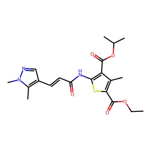 2-ethyl 4-isopropyl 5-{[3-(1,5-dimethyl-1H-pyrazol-4-yl)acryloyl]amino}-3-methyl-2,4-thiophenedicarboxylate structure