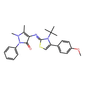 4-[(3-tert-butyl-4-(4-methoxyphenyl)-1,3-thiazol-2(3H)-ylidene)amino]-1,5-dimethyl-2-phenyl-1,2-dihydro-3H-pyrazol-3-one structure