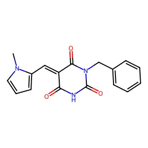 (5Z)-1-benzyl-5-[(1-methylpyrrol-2-yl)methylidene]-1,3-diazinane-2,4,6-trione structure