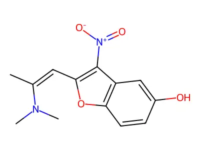 2-[(Z)-2-(dimethylamino)prop-1-enyl]-3-nitro-1-benzofuran-5-ol structure