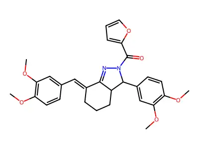 7-(3,4-dimethoxybenzylidene)-3-(3,4-dimethoxyphenyl)-2-(2-furoyl)-3,3a,4,5,6,7-hexahydro-2H-indazole structure