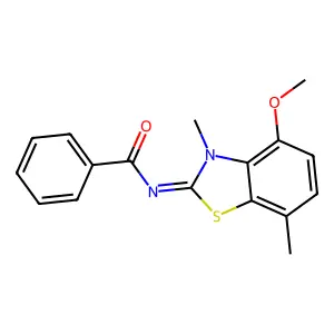 N-(4-methoxy-3,7-dimethyl-1,3-benzothiazol-2-ylidene)benzamide structure