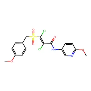 2,3-dichloro-3-[(4-methoxybenzyl)sulfonyl]-N-(6-methoxy-3-pyridinyl)acrylamide structure
