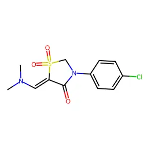 3-(4-chlorophenyl)-5-[(dimethylamino)methylene]-1lambda~6~,3-thiazolane-1,1,4-trione structure