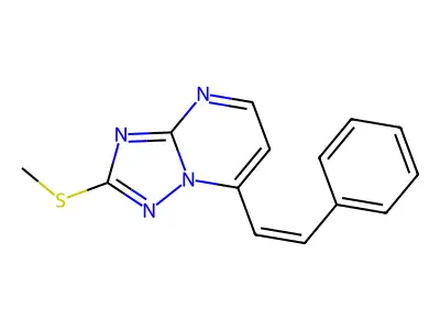 2-Methylsulfanyl-7-(2-phenylethenyl)-[1,2,4]triazolo[1,5-a]pyrimidine structure