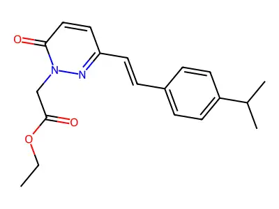 Ethyl 2-[6-oxo-3-[2-(4-propan-2-ylphenyl)ethenyl]pyridazin-1-yl]acetate structure