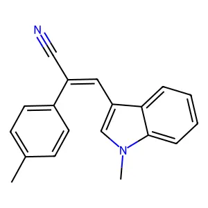 (E)-3-(1-methylindol-3-yl)-2-(4-methylphenyl)prop-2-enenitrile structure