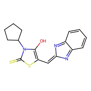 (Z)-5-((1H-benzo[d]imidazol-2-yl)methylene)-3-cyclopentyl-2-thioxothiazolidin-4-one structure