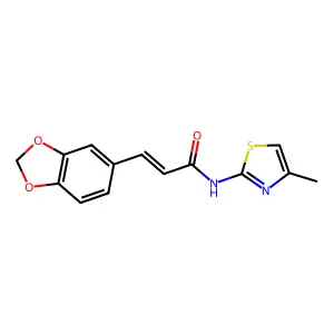 (E)-3-(1,3-benzodioxol-5-yl)-N-(4-methyl-1,3-thiazol-2-yl)prop-2-enamide structure