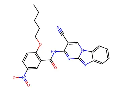N-(3-Cyanopyrimido(1,2-A)benzimidazol-2-YL)-5-nitro-2-(pentyloxy)benzamide structure